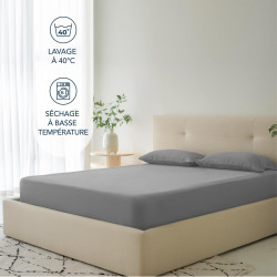 Dreamzie Drap Housse 140x190/200 Bonnet 35 cm pour Matelas Épais - 100% Microfibre - Anthracite, Certifié sans Produits Chimique