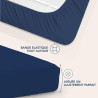 Dreamzie Drap Housse 80x190/200 Bonnet 35 cm pour Matelas Épais - 100% Microfibre - Bleu Foncé, Certifié sans Produits Chimiques