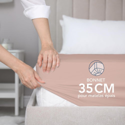 Dreamzie Drap Housse 80x200 Bonnet 35 cm pour Matelas Épais (Adapté Aussi 80x190) - 100% Microfibre - Rose Clair, Certifié sans 