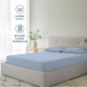 Dreamzie Drap Housse 90x200 Bonnet 35 cm pour Matelas Épais - 100% Microfibre - Bleu, Certifié sans Produits Chimiques (Oeko TEX