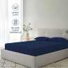 Dreamzie Drap Housse 90x200 Bonnet 35 cm pour Matelas Épais - 100% Microfibre - Bleu Foncé, Certifié sans Produits Chimiques (Oe
