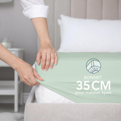 Dreamzie Drap Housse 90x200 Bonnet 35 cm pour Matelas Épais (Adapté Aussi 90x190) - 100% Microfibre - Vert Clair, Certifié sans 