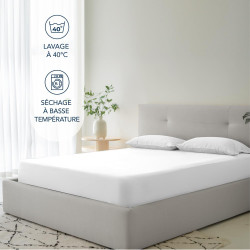 Dreamzie Drap Housse 120 x 200 Bonnet 35 cm pour Matelas Épais - 100% Microfibre - Blanc cassé, Certifié sans Produits Chimiques