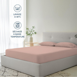 Dreamzie Drap Housse 120x200 Bonnet 35 cm pour Matelas Épais - 100% Microfibre - Rose Clair, Certifié sans Produits Chimiques (O
