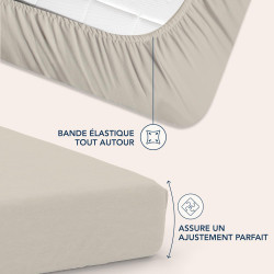 Dreamzie drap housse 160 x 200 bonnet 35 cm pour matelas épais - 100% microfibre - beige, certifié sans produits chimiques (oeko