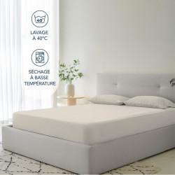 Dreamzie drap housse 160 x 200 bonnet 35 cm pour matelas épais - 100% microfibre - beige, certifié sans produits chimiques (oeko
