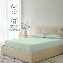 Dreamzie Drap Housse 160 x 200 Bonnet 35 cm pour Matelas Épais - 100% Microfibre - Vert Clair, Certifié sans Produits Chimiques 