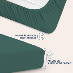 Dreamzie Drap Housse 160 x 200 Bonnet 35 cm pour Matelas Épais - 100% Microfibre - Vert Pétrole, Certifié sans Produits Chimique