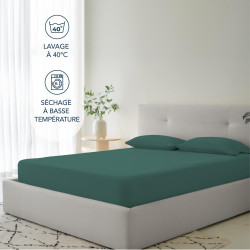 Dreamzie Drap Housse 160 x 200 Bonnet 35 cm pour Matelas Épais - 100% Microfibre - Vert Pétrole, Certifié sans Produits Chimique