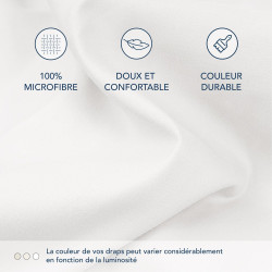 Dreamzie Drap Housse 200x200 Bonnet 35 cm pour Matelas Épais - 100% Microfibre - Blanc cassé, Certifié sans Produits Chimiques (