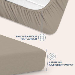 Dreamzie Drap Housse 200x200 Bonnet 35 cm pour Matelas Épais - 100% Microfibre - Lin, Certifié sans Produits Chimiques (Oeko TEX