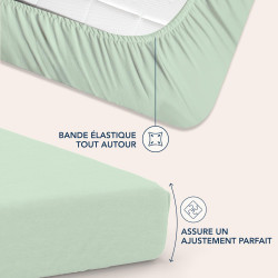 Dreamzie Drap Housse 200x200 Bonnet 35 cm pour Matelas Épais - 100% Microfibre - Vert Clair, Certifié sans Produits Chimiques (O