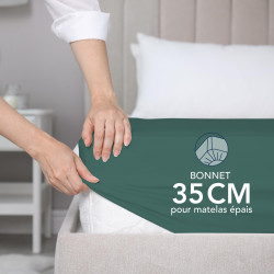 Dreamzie Drap Housse 200x200 Bonnet 35 cm pour Matelas Épais - 100% Microfibre - Vert Pétrole, Certifié sans Produits Chimiques 