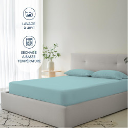 Dreamzie Drap Housse 90x190 Bonnet 35 cm pour Matelas Épais - 100% Microfibre - Aqua, Certifié sans Produits Chimiques (Oeko TEX