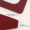 Dreamzie Drap Housse 135x190/200 Bonnet 35 cm pour Matelas Épais - 100% Microfibre - Bordeaux, Certifié sans Produits Chimiques 