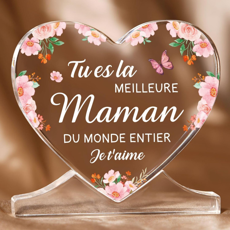 Cadeau Fete des Meres, Cadeau Anniversaire Maman, Acrylique Heart Type Décoration Cadeau pour Maman, Cadeaux de Fête des Mères e