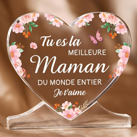 Cadeau Fete des Meres, Cadeau Anniversaire Maman, Acrylique Heart Type Décoration Cadeau pour Maman, Cadeaux de Fête des Mères e