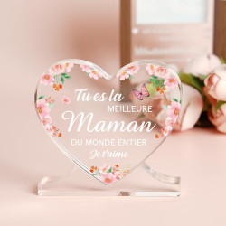 Cadeau Fete des Meres, Cadeau Anniversaire Maman, Acrylique Heart Type Décoration Cadeau pour Maman, Cadeaux de Fête des Mères e