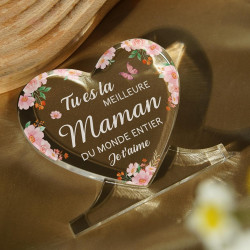 Cadeau Fete des Meres, Cadeau Anniversaire Maman, Acrylique Heart Type Décoration Cadeau pour Maman, Cadeaux de Fête des Mères e