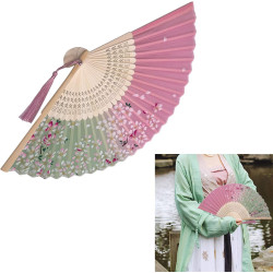 Kibon Éventails pliants, éventails en bambou avec pampille pour cadeaux d'anniversaire, danse, cosplay, fête de mariage, décorat