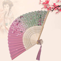 Kibon Éventails pliants, éventails en bambou avec pampille pour cadeaux d'anniversaire, danse, cosplay, fête de mariage, décorat