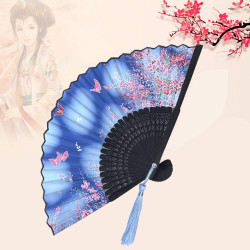 Kibon Éventails pliants, éventails en bambou avec pampille pour cadeaux d'anniversaire, danse, cosplay, fête de mariage, décorat
