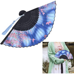 Kibon Éventails pliants, éventails en bambou avec pampille pour cadeaux d'anniversaire, danse, cosplay, fête de mariage, décorat