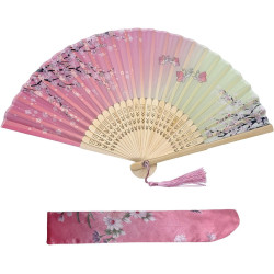 Kibon Éventails pliants, éventails en bambou avec pampille pour cadeaux d'anniversaire, danse, cosplay, fête de mariage, décorat