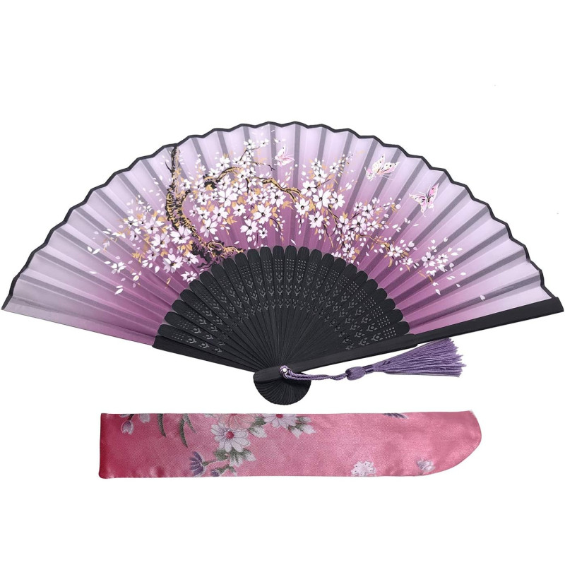 Kibon Éventails pliants, éventails en bambou avec pampille pour cadeaux d'anniversaire, danse, cosplay, fête de mariage, décorat