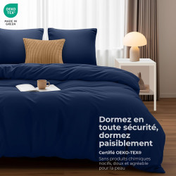 Utopia Bedding Housse de Couette 240x260 cm avec 2 Taies d'oreiller 65x65 cm (Marine) - Parure de Lit 240 x 260 cm - Ensembles d