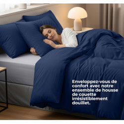 Utopia Bedding Housse de Couette 240x260 cm avec 2 Taies d'oreiller 65x65 cm (Marine) - Parure de Lit 240 x 260 cm - Ensembles d