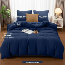 Utopia Bedding Housse de Couette 240x260 cm avec 2 Taies d'oreiller 65x65 cm (Marine) - Parure de Lit 240 x 260 cm - Ensembles d