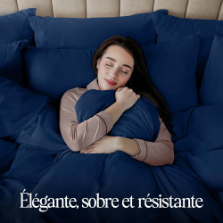 Utopia Bedding Housse de Couette 240x260 cm avec 2 Taies d'oreiller 65x65 cm (Marine) - Parure de Lit 240 x 260 cm - Ensembles d