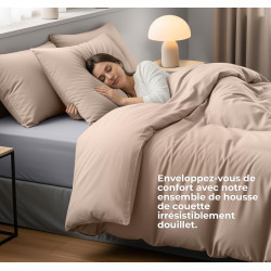 Utopia bedding housse de couette 240x260 cm avec 2 taies d'oreiller 65x65 cm (beige) - parure de lit 240 x 260 cm - ensembles de
