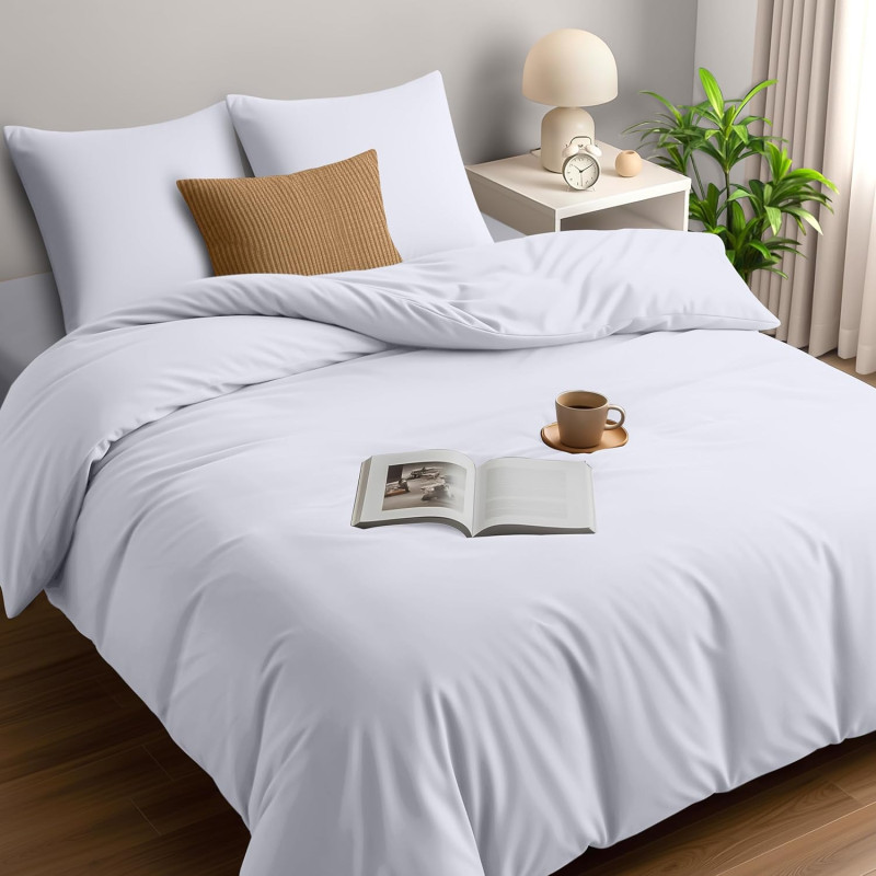 Utopia Bedding Housse de Couette 240x260 cm avec 2 Taies d'oreiller 65x65 cm (Blanc) - Parure de Lit 240 x 260 cm - Ensembles de