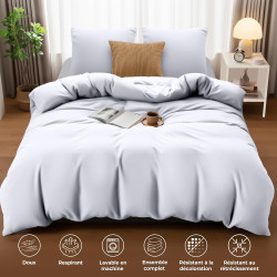 Utopia Bedding Housse de Couette 240x260 cm avec 2 Taies d'oreiller 65x65 cm (Blanc) - Parure de Lit 240 x 260 cm - Ensembles de
