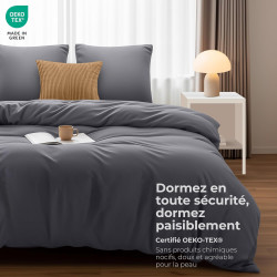 Utopia Bedding Housse de Couette 240x260 cm avec 2 Taies d'oreiller 65x65 cm (Gris) - Parure de Lit 240 x 260 cm - Ensembles de 