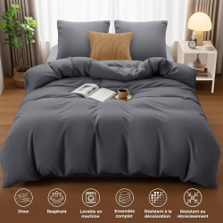 Utopia Bedding Housse de Couette 240x260 cm avec 2 Taies d'oreiller 65x65 cm (Gris) - Parure de Lit 240 x 260 cm - Ensembles de 
