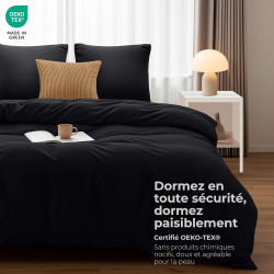 Utopia Bedding Housse de Couette 240x260 cm avec 2 Taies d'oreiller 65x65 cm (Noir) - Parure de Lit 240 x 260 cm - Ensembles de 