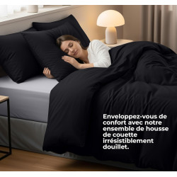 Utopia Bedding Housse de Couette 240x260 cm avec 2 Taies d'oreiller 65x65 cm (Noir) - Parure de Lit 240 x 260 cm - Ensembles de 
