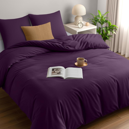 Utopia Bedding Housse de Couette 240 x 260 cm avec 2 Taies d'oreiller 65x65 cm (Pourpre)- Parure de Lit 240 x 260 cm - Ensembles