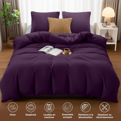 Utopia Bedding Housse de Couette 240 x 260 cm avec 2 Taies d'oreiller 65x65 cm (Pourpre)- Parure de Lit 240 x 260 cm - Ensembles