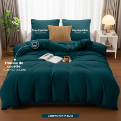 Utopia Bedding Housse de Couette 240 x 260 cm avec 2 Taies d'oreiller 65x65 cm (Sarcelle)- Parure de Lit 240 x 260 cm - Ensemble