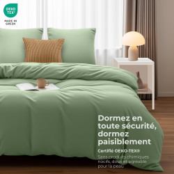 Utopia Bedding Housse de Couette 240x260 cm avec 2 Taies d'oreiller 65x65 cm (Vert Sauge)- Parure de Lit 240 x 260 cm - Ensemble