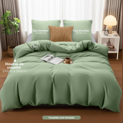 Utopia Bedding Housse de Couette 240x260 cm avec 2 Taies d'oreiller 65x65 cm (Vert Sauge)- Parure de Lit 240 x 260 cm - Ensemble