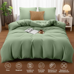 Utopia Bedding Housse de Couette 240x260 cm avec 2 Taies d'oreiller 65x65 cm (Vert Sauge)- Parure de Lit 240 x 260 cm - Ensemble