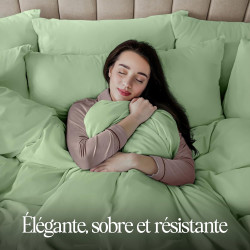 Utopia Bedding Housse de Couette 240x260 cm avec 2 Taies d'oreiller 65x65 cm (Vert Sauge)- Parure de Lit 240 x 260 cm - Ensemble