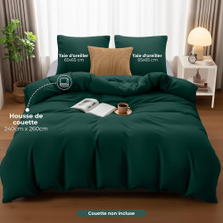 Utopia Bedding Housse de Couette 240x260 cm avec 2 Taies d'oreiller 65x65 cm (Émeraude)- Parure de Lit 240 x 260 cm - Ensembles 