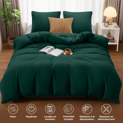 Utopia Bedding Housse de Couette 240x260 cm avec 2 Taies d'oreiller 65x65 cm (Émeraude)- Parure de Lit 240 x 260 cm - Ensembles 