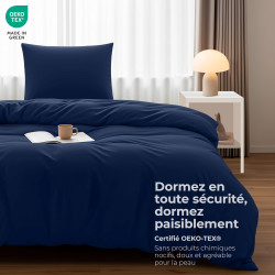 Utopia Bedding Housse de Couette 1 Personne 135x200 cm avec 1 Taie d'oreiller 80x80 cm (Bleu Marine) - Parure de lit 1 Personne 